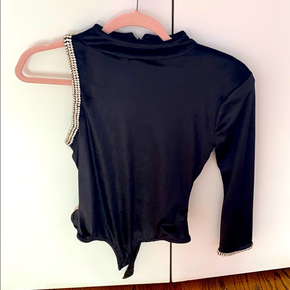 Black Retrofete bodysuit with silver crystals!